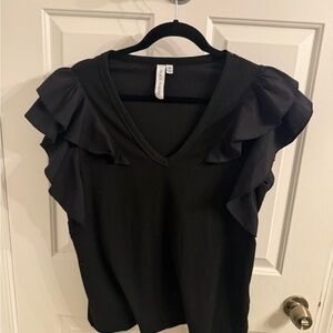 Elegant Black Ruffle Blouse